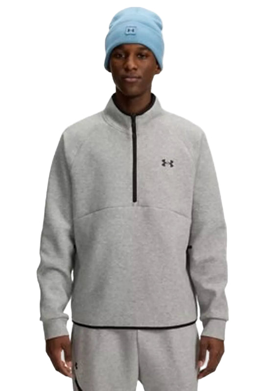 Veste Under Armour homme grise demi-zip Unstoppable Fleece respirante et stretch