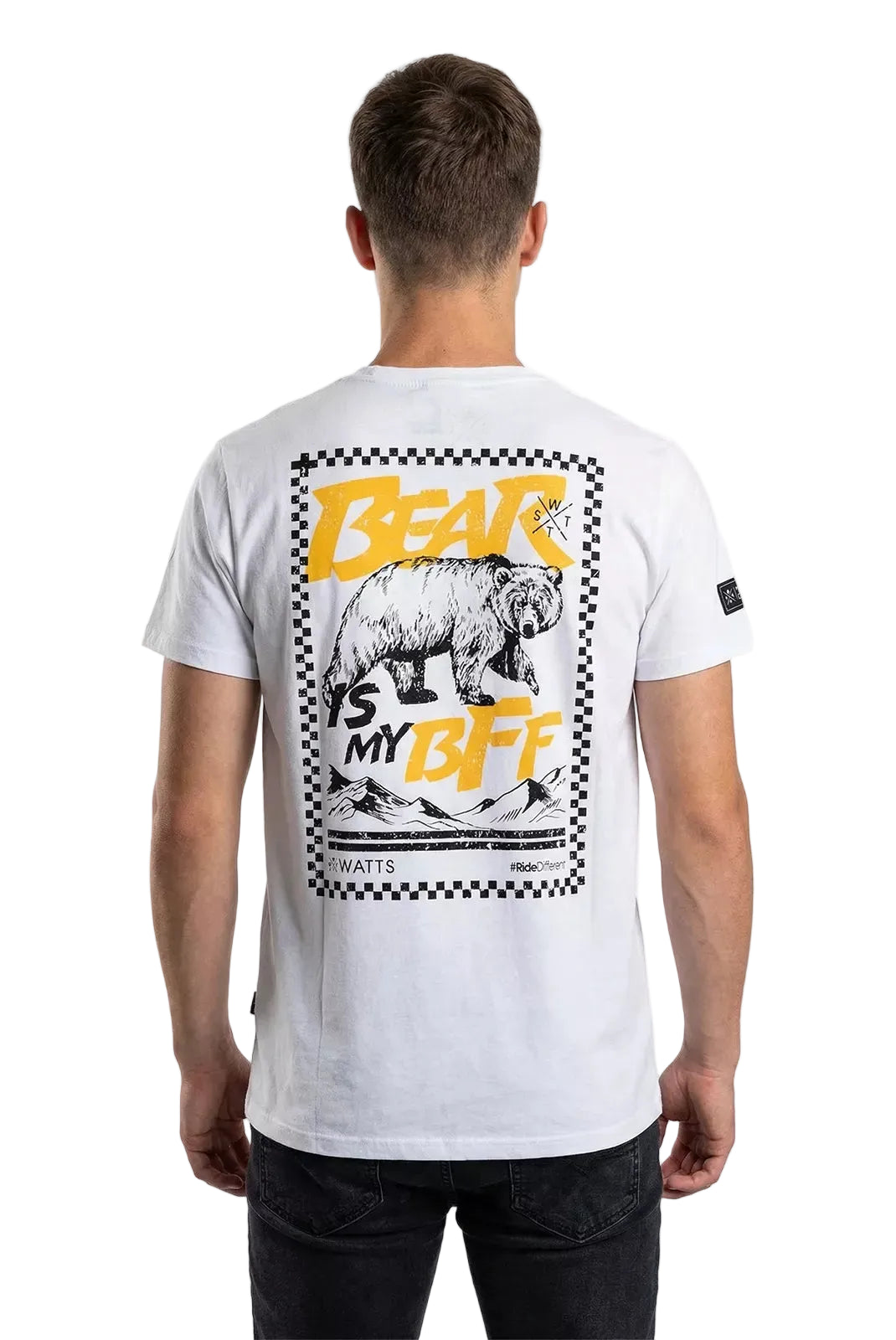 t shirt watts budy blanc homme print bear dos