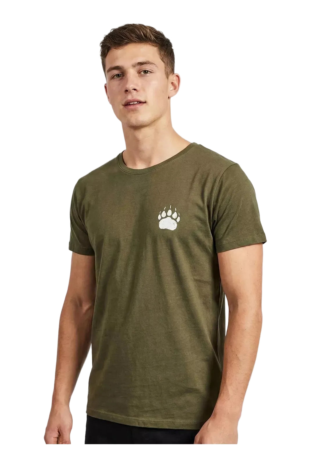 t shirt watts budy kaki homme porté face