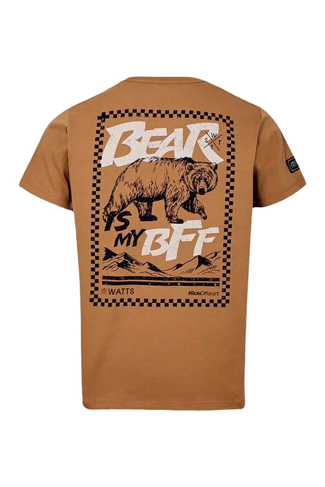 t shirt watts budy tabacco brown homme print bear dos