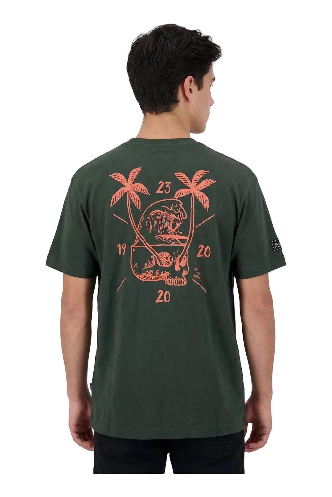 t shirt watts fate green homme print palm skull dos