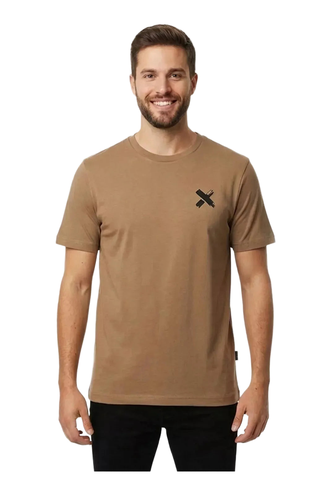 t shirt watts paint tabacco brown homme porté face